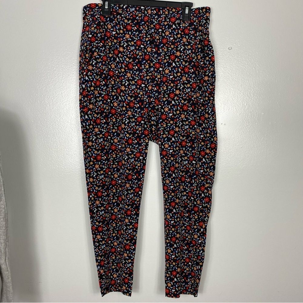 ALC silk floral trouser pants black red floral sz 8